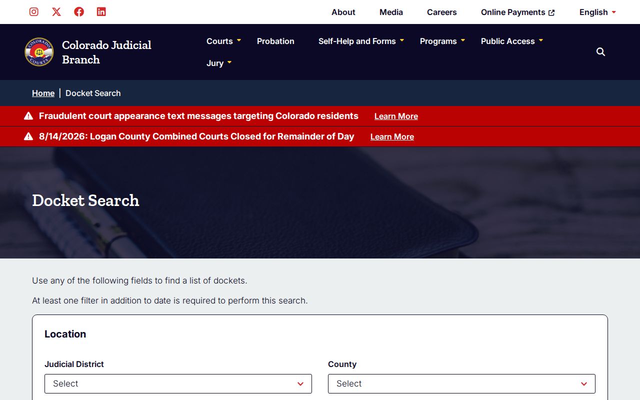 Eagle County court docket calendar search